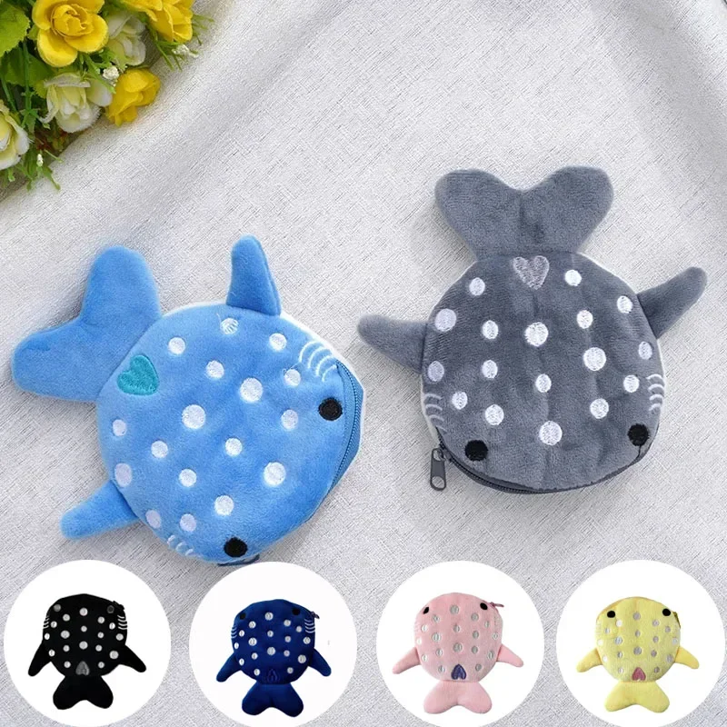 Monedero de tiburón de peluche para mujer, Mini monedero bonito, bolsa con cremallera, monedero tridimensional, soporte para auriculares, cartera, llave