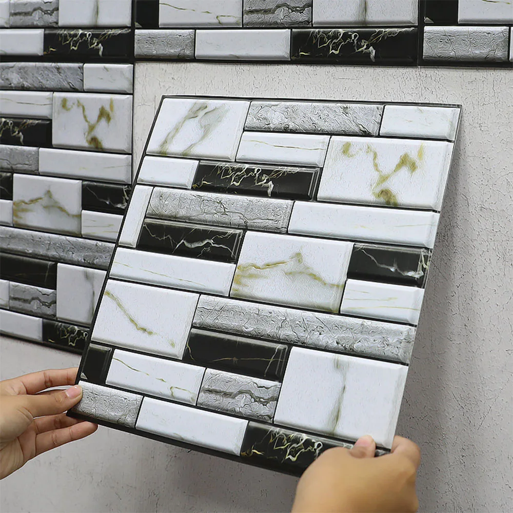10 pçs autoadesivo telha adesivo de parede decoração para casa 3d pvc adesivo capas para armário cozinha banheiro papel de parede à prova dwaterproof água