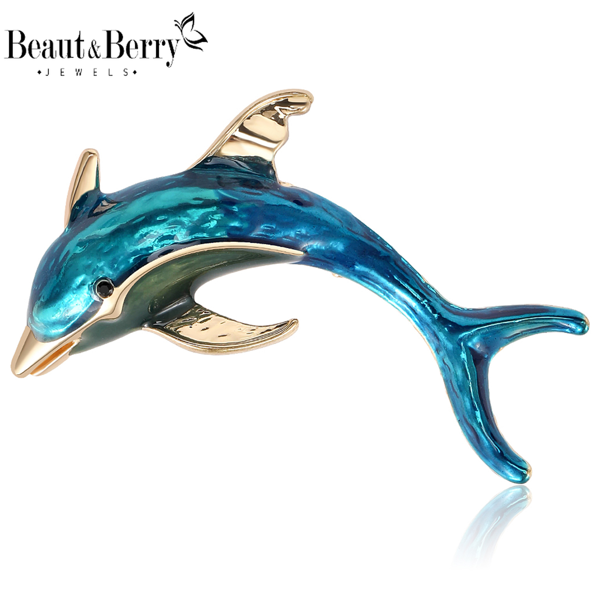 Beaut & Berry Lindas broches de golfinho para mulheres unissex alfinetes de animais acessórios de festa casuais presentes de ano novo decoração de amigos