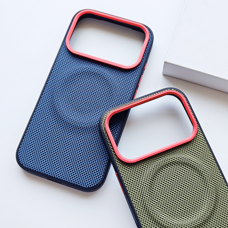 Luxe magnetische zachte TPU+Nylon geweven lederen achterkant anti-vingerafdruk hoes voor iPhone 17 Pro Max 17 Air