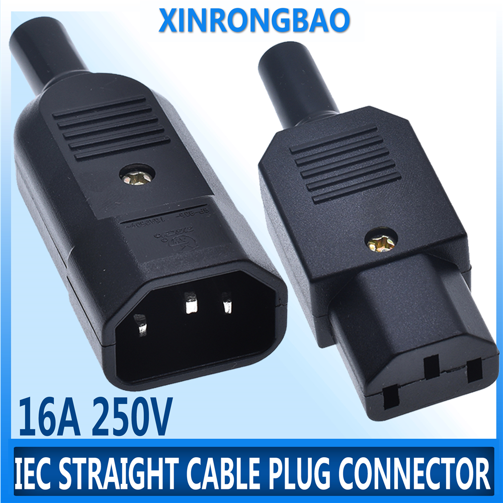 16A 250 V IEC Gerade Kabel Stecker Stecker C13 C14 Weiblich Männlich Stecker Kabelmontage Stecker 3 Pin AC Buchse industrielle Stecker BK