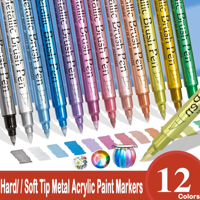 12 kolorów metaliczny marker długopis do rysowania z żywicy farba akrylowa DIY podkreśla marker permanentny DIY Card Art Supplies artykuły papiernicze