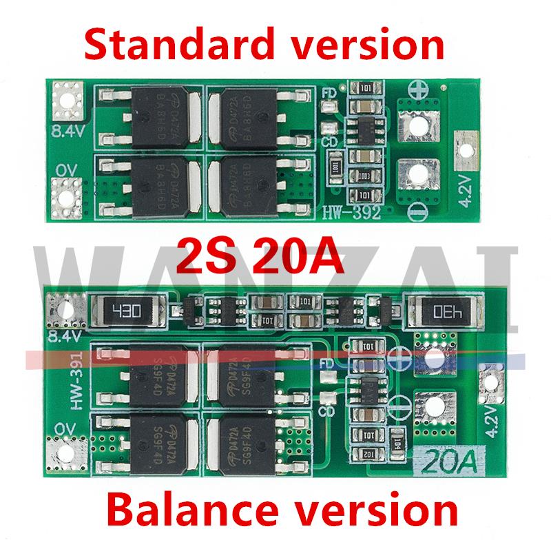 2S 20A 7.4V 8.4V 18650 Lithiumbatterij bescherming boord/BMS board standaard/balans