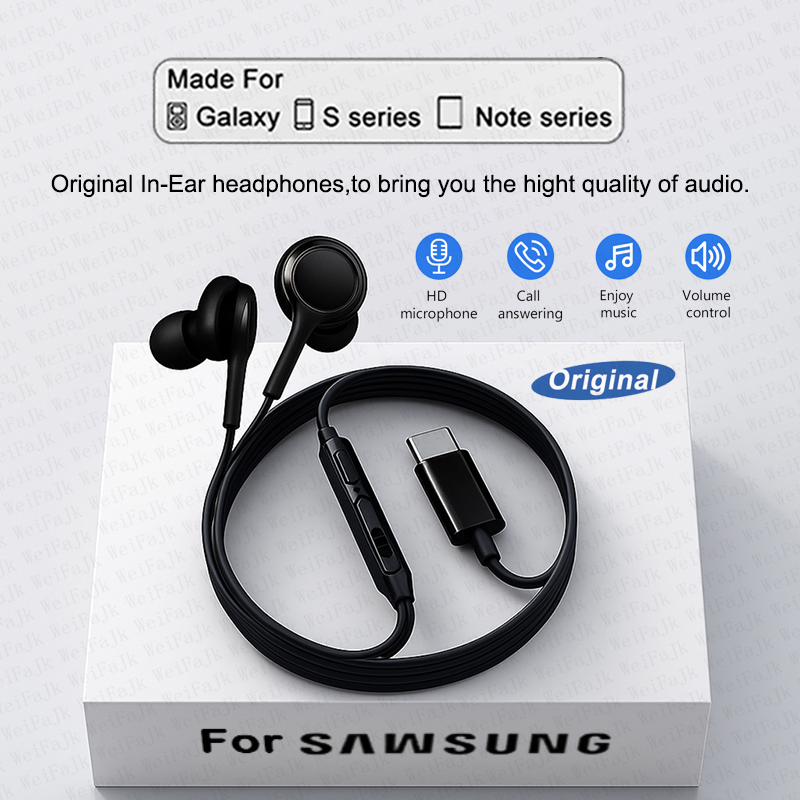 Samsung Original Type C -проводные наушники для Samsung Galaxy S23 S21 S22 Ultra Plus 3,5 мм наушники наушники A54 A34 A53 A53 аксессуары