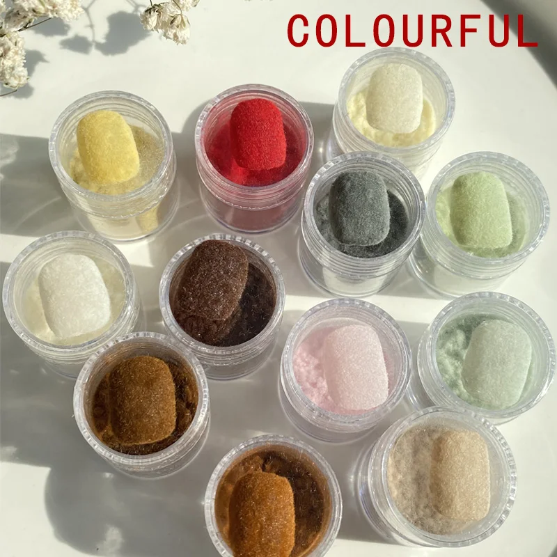TSZS bubuk kuku beludru 12 warna, bubuk kuku musim dingin biru merah muda putih beludru DIY seni kuku Salon