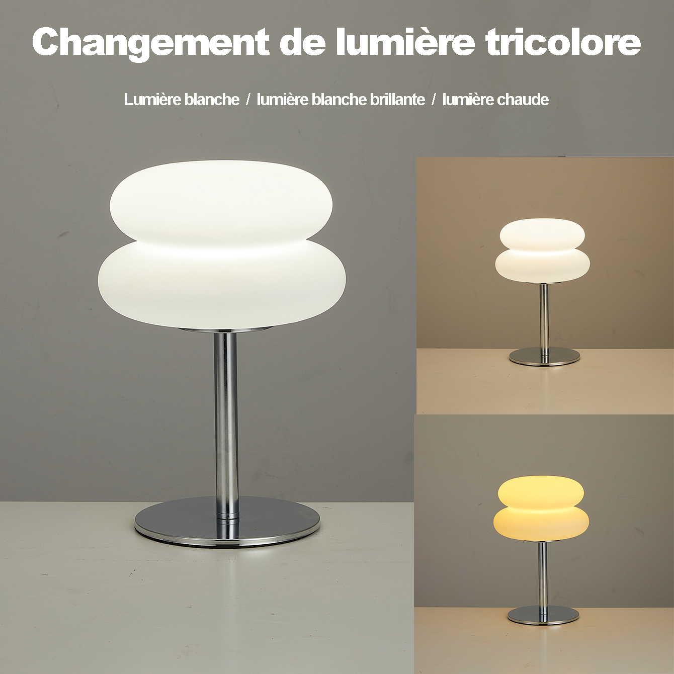 Bauhaus lampe de table abat-jour en plastique chambre chevet salon lampe champignon nordique 9 niveaux de luminosité gradation lumière ambiante