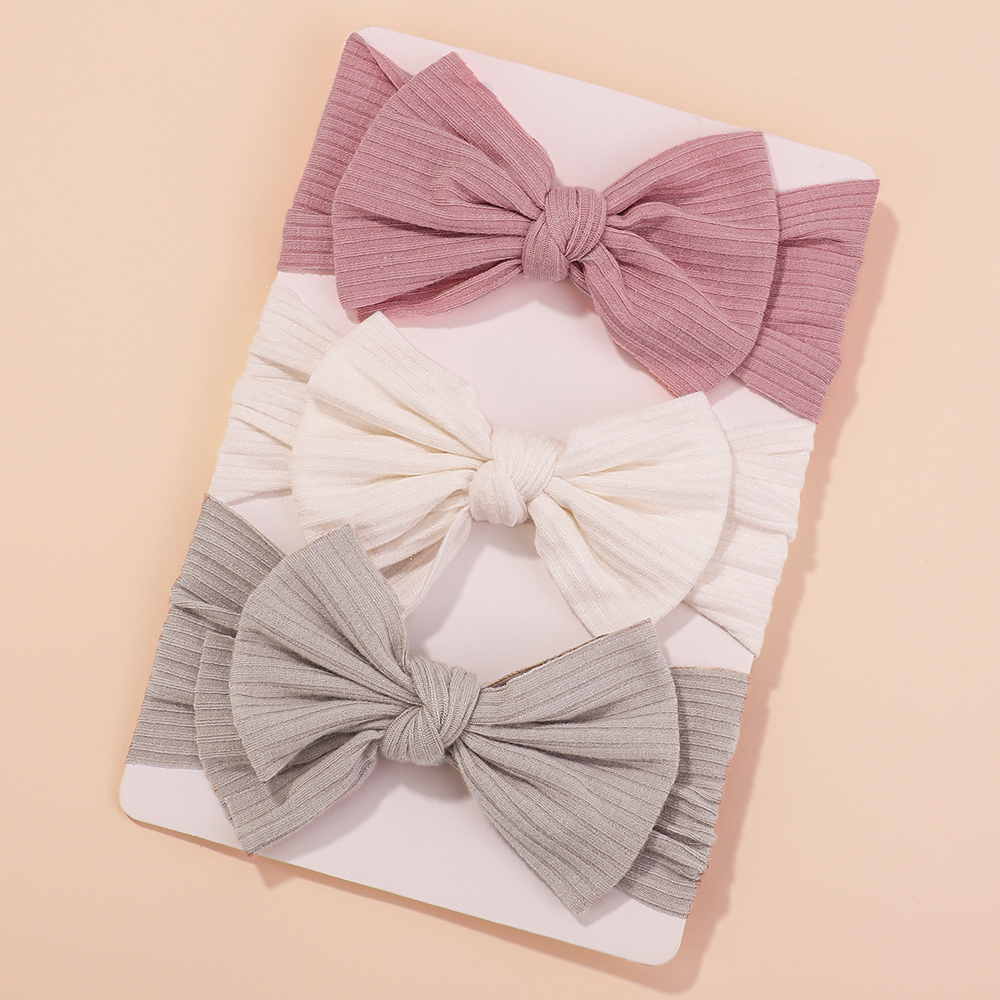 Ensemble de bandeaux pour bébés filles, 3 pièces/lot, bandes de cheveux nouées avec nœud, couvre-chef tricoté doux pour enfants, Turban pour nouveau-né, accessoires pour cheveux de bébé