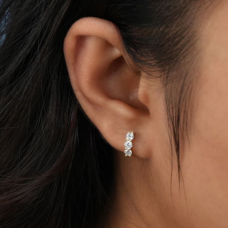 IOGOU 925 boucles d'oreilles en argent Sterling D/VVS1 Moissanite pour femmes 0.9cttw diamant boucles d'oreilles rondes classique cadeau de fête de mariage