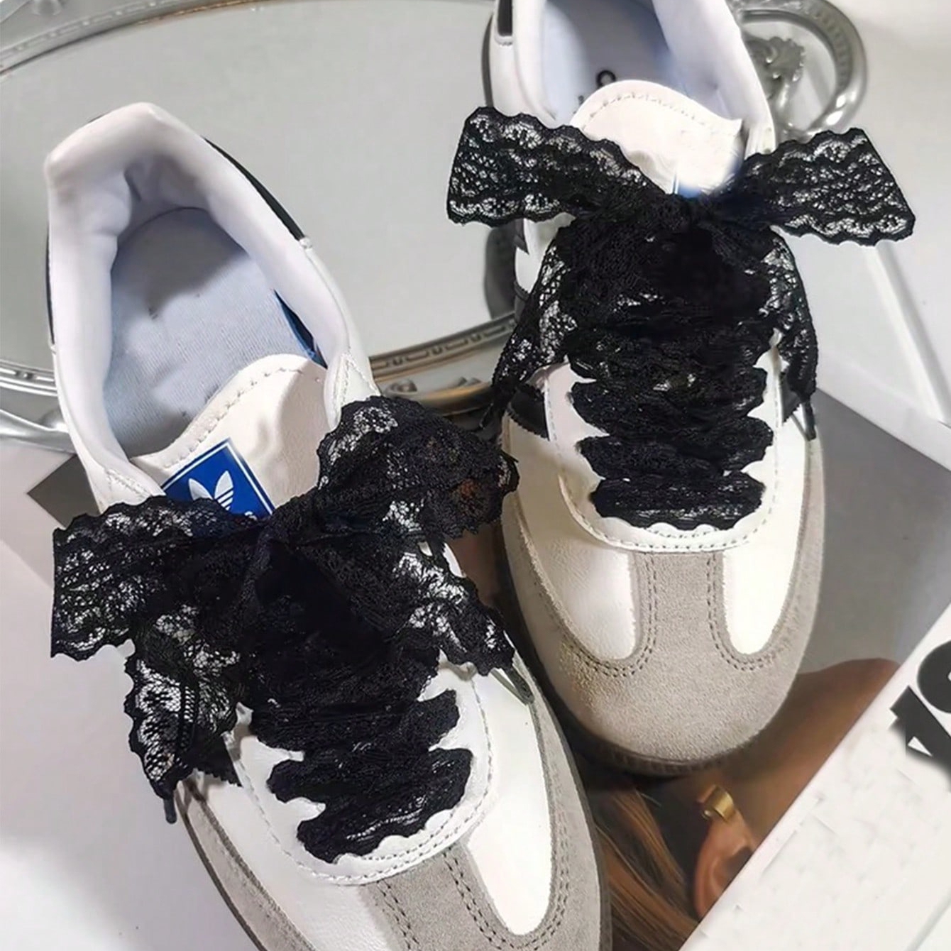 1 paio di lacci per scarpe con fiocco in pizzo coreano stile Ins 120 cm lacci decorativi per scarpe da ginnastica di nicchia per scarpe casual da festa accessori estivi fai da te