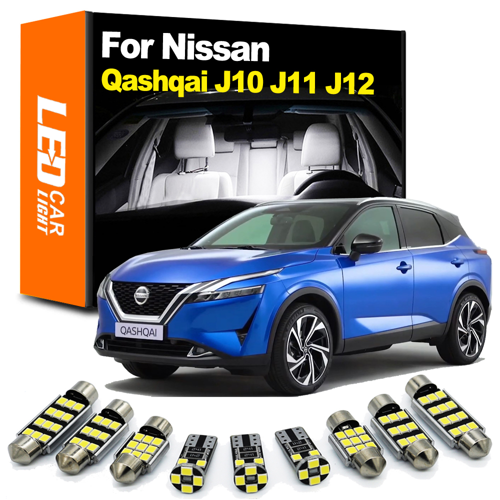 Zoomsee wnętrze LED dla Nissan Qashqai J10 J11 J12 2007-2019 2020 2021 2022 Canbus żarówka pojazdu kryty kopuła mapa światło bagażnika zestaw