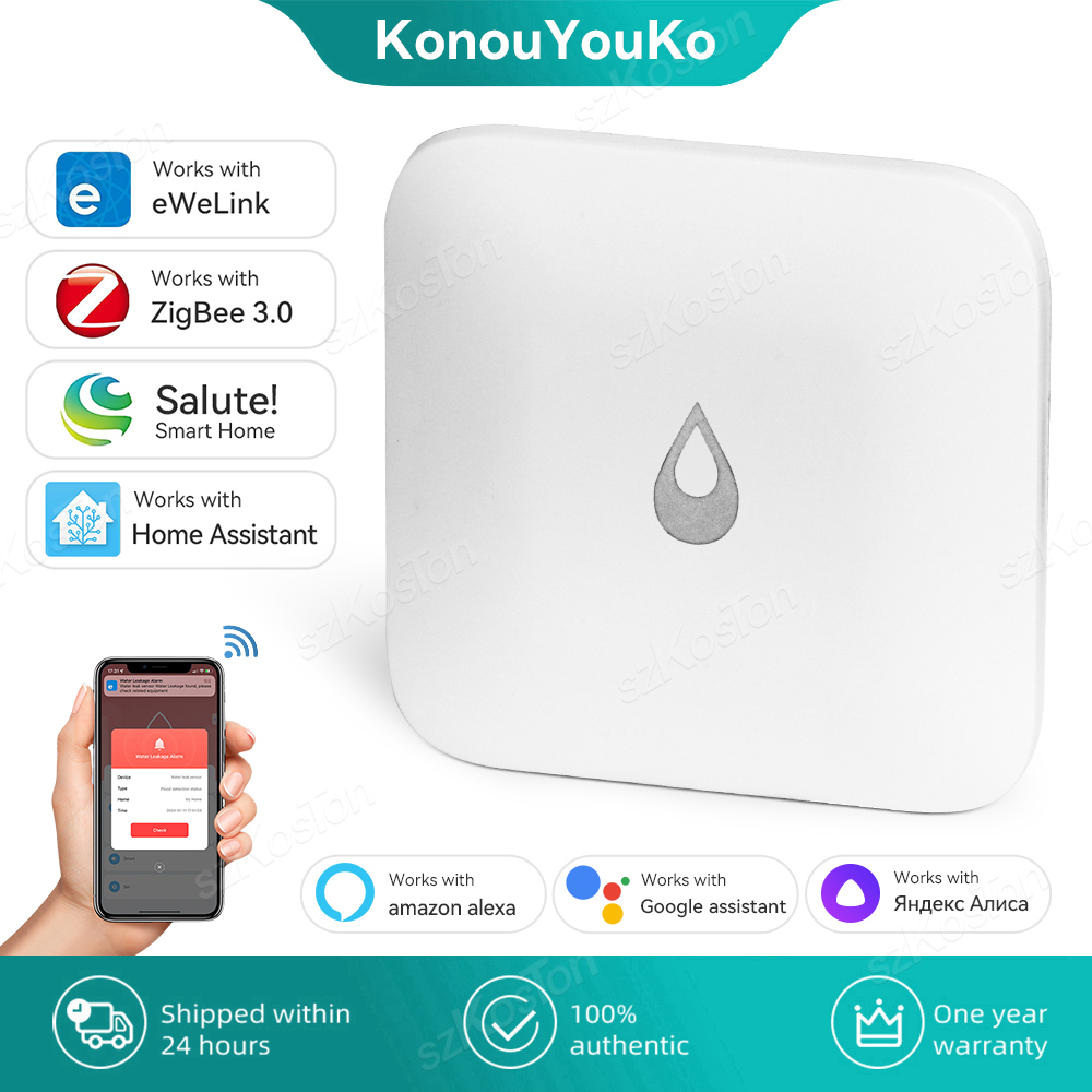 EWelink APP Zigbee 3.0 capteur d'immersion détecteur d'alarme de fuite d'eau intelligent surveillance à distance capteur d'inondation pour Assistant domestique Alice