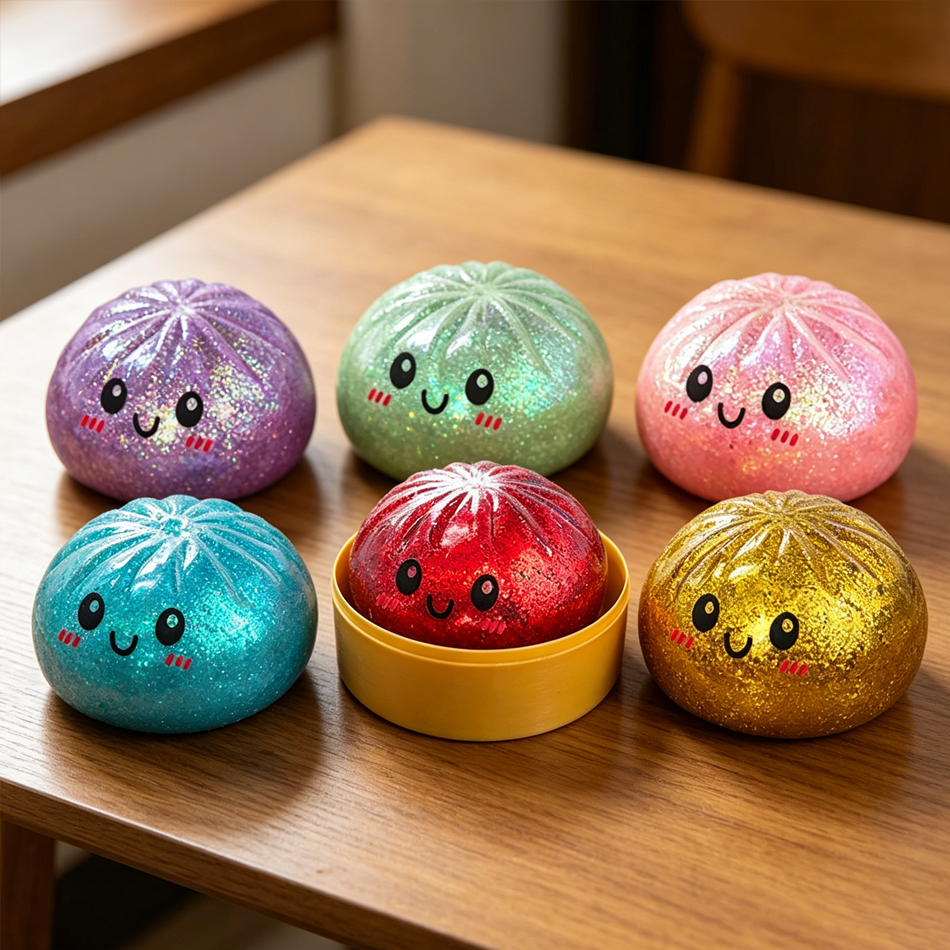 Novo Kit com 1-12 Bolinhos Sensoriais de Glitter com Caixa - Brinquedo Anti-stress para Alívio do Estresse