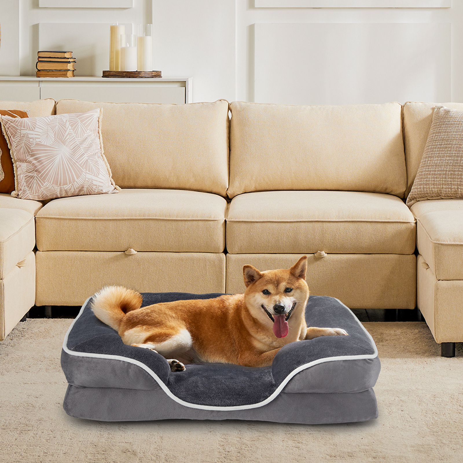 JHK Orthopedisch hondenbed Memory Foam huisdierbed voor kleine honden en katten met wasbare afneembare hoes Antislipbasis Waterdichte voering