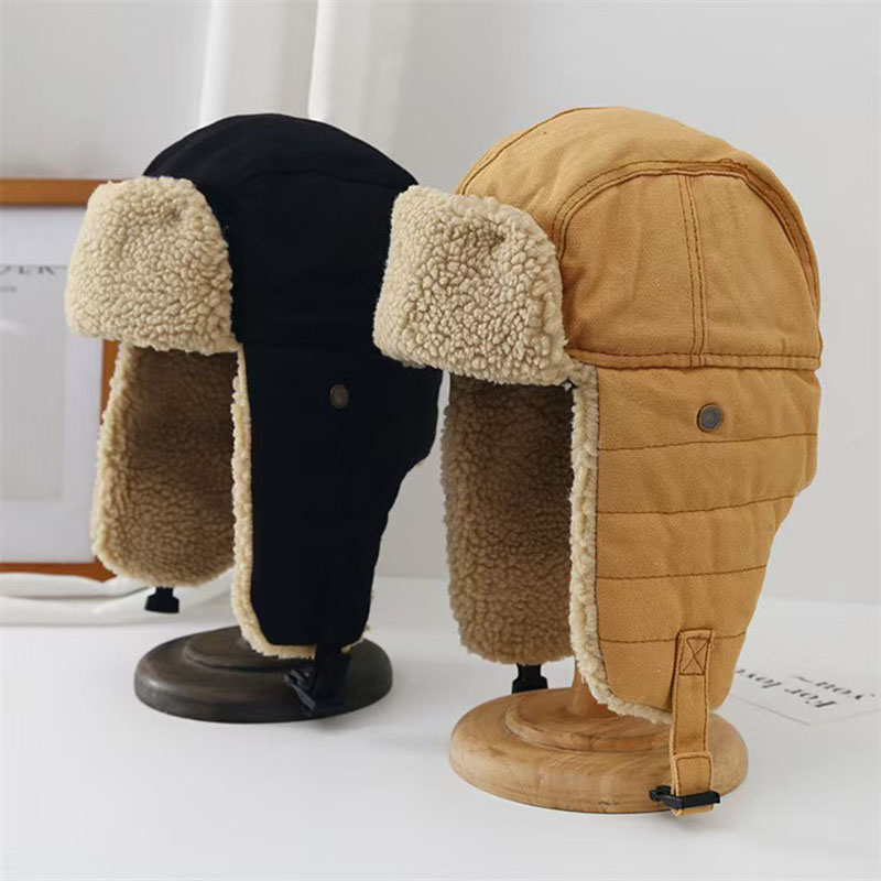 Chapeaux d'hiver unisexes avec oreillettes, chapeau de trappeur en coton, casquette de Ski coupe-vent d'aviateur, fermeture à boucle, Ushanka pour l'extérieur, nouvelle collection 2025