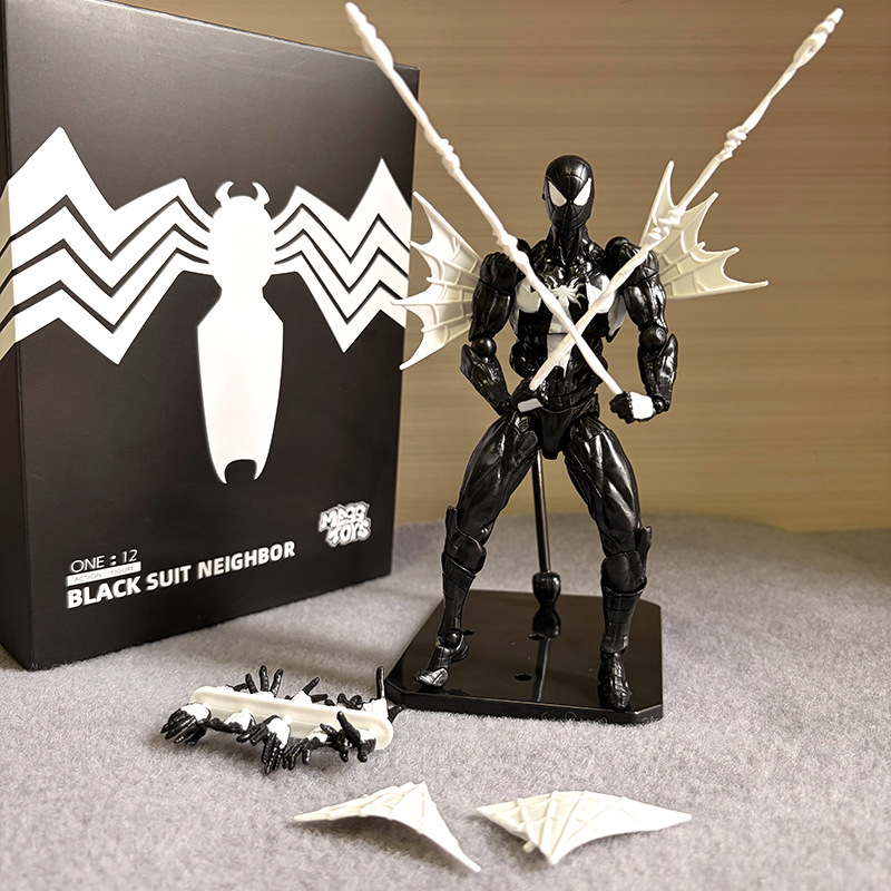 MT Black Neighbor Symbiotic Spider Man Handgemaakt SHF Venom Battle Coat Joint Mobile Model Speelgoedcadeau