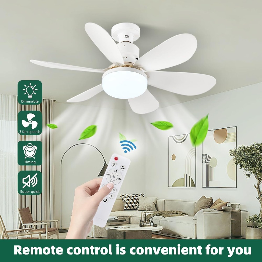 Color Lights Dimmable Lamp for Living Room Home Decor E27 Base LED Ceiling Fan Light with Remote Control 85V-265V Voltage