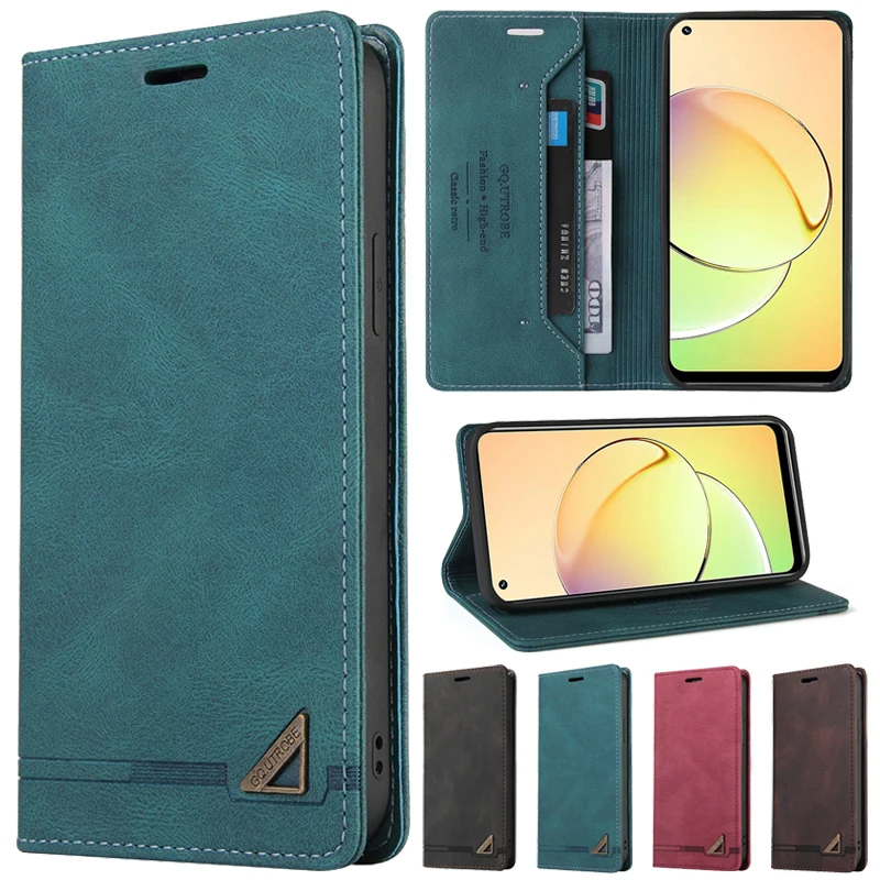 Funda de cuero con tapa tipo billetera para Realme 9i 9 Pro Plus 8i 8 Narzo 60 Pro C67 C53 C51 C25Y C21Y OPPO Find X3/Reno4/5/6 Lite 10 A58 A78