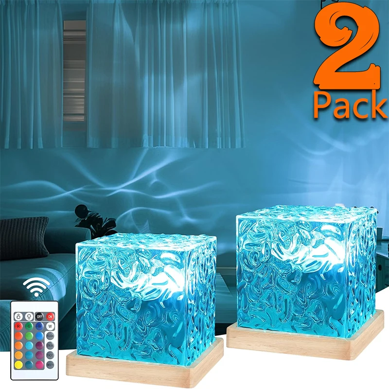 1-2 pacote oceano onda projetor luz 16 cores meia-noite aura aurora brilho lâmpada escritório em casa bar restaurante projetor luz da noite