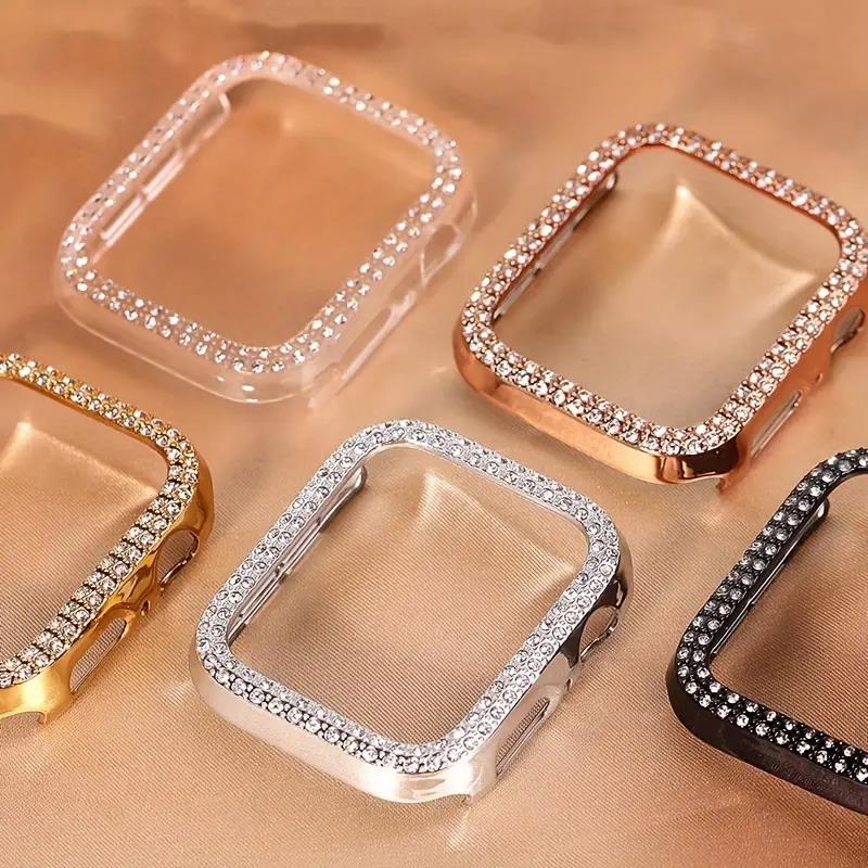 Funda para Apple watch Case 45mm 41mm 44mm 40mm 38mm 42mm Protector de pantalla de vidrio templado de diamante iWatch series 9 7 SE 6 8 5 4 3