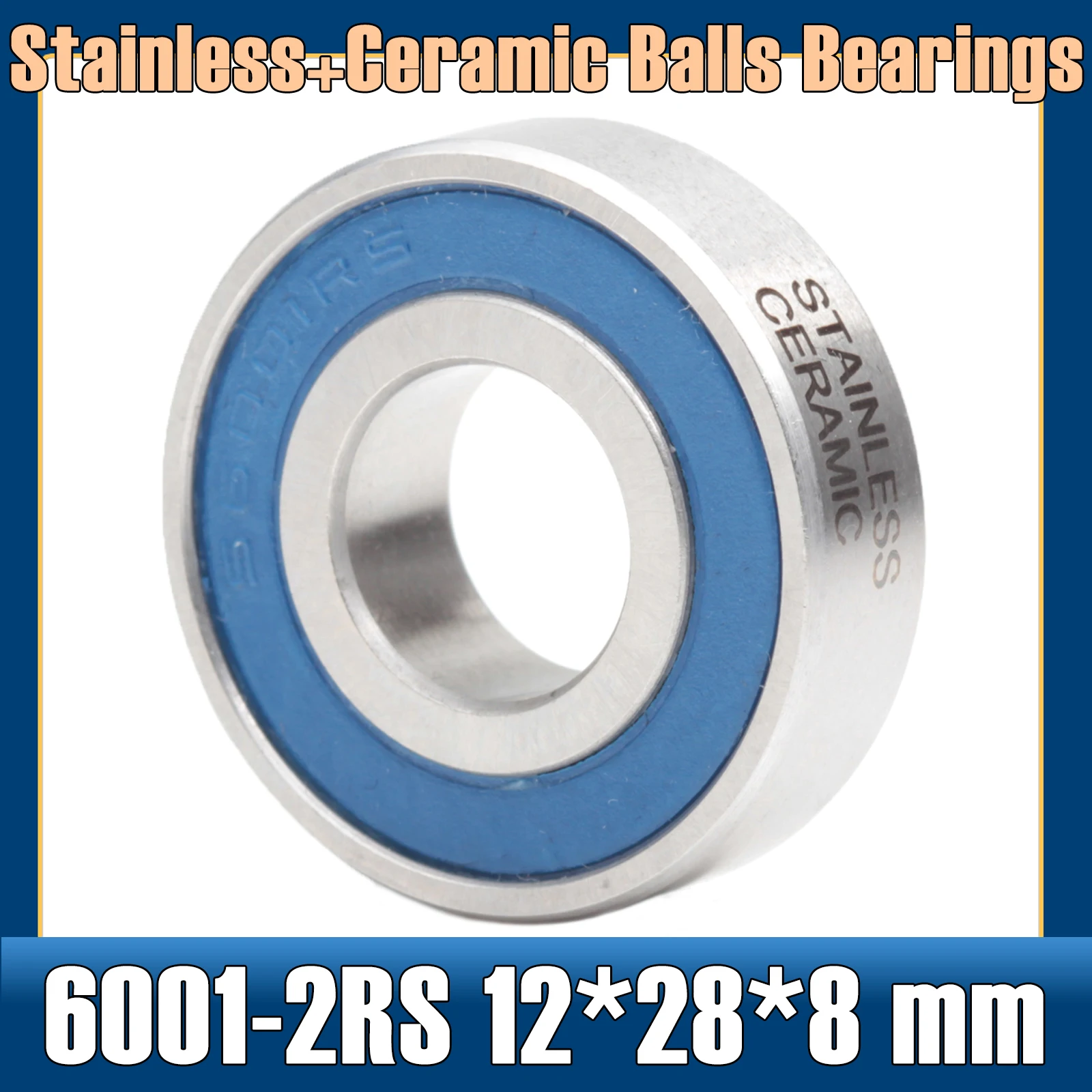 6001-2RS ze stali nierdzewnej łożyska 12*28*8mm (1 PC ) ABEC-5 6001 RS piasta rowerowa z przodu z tyłu piasty koła 12 28 8 kule ceramiczne łożyska