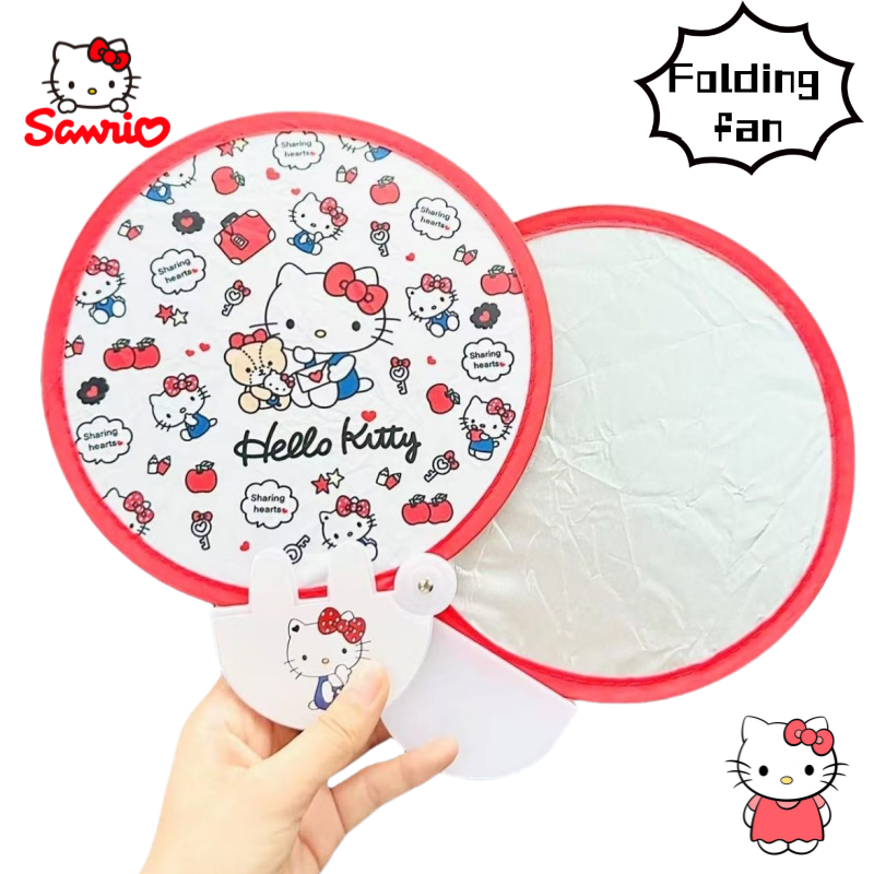 Hello Kitty รูปแบบการ์ตูนพัดลมพับ Creative Kawaii MINI Reflector กลุ่มพัดลมแบบพกพาของเล่นเด็กการถ่ายภาพ props ของขวัญ