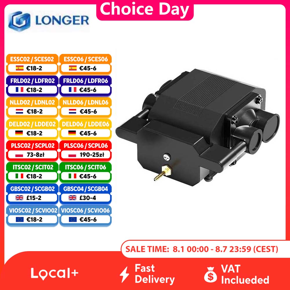 Más largo RAY5 5W 10W 20W Kits de asistencia de aire para grabador láser, flujo de aire máximo de 30L/Min, CA 220V 50HZ, potencia máxima de 16W, presión máxima de 0,03 MPa