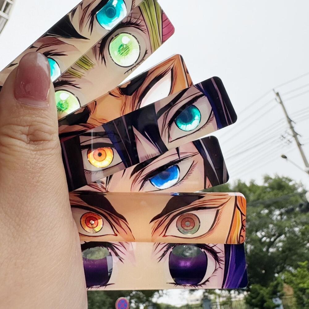Porte-clés Demon Slayer en acrylique, Rengoku Kyoujurou, yeux brillants, rectangulaire, motif Double face, sac à dos, cadeau de noël