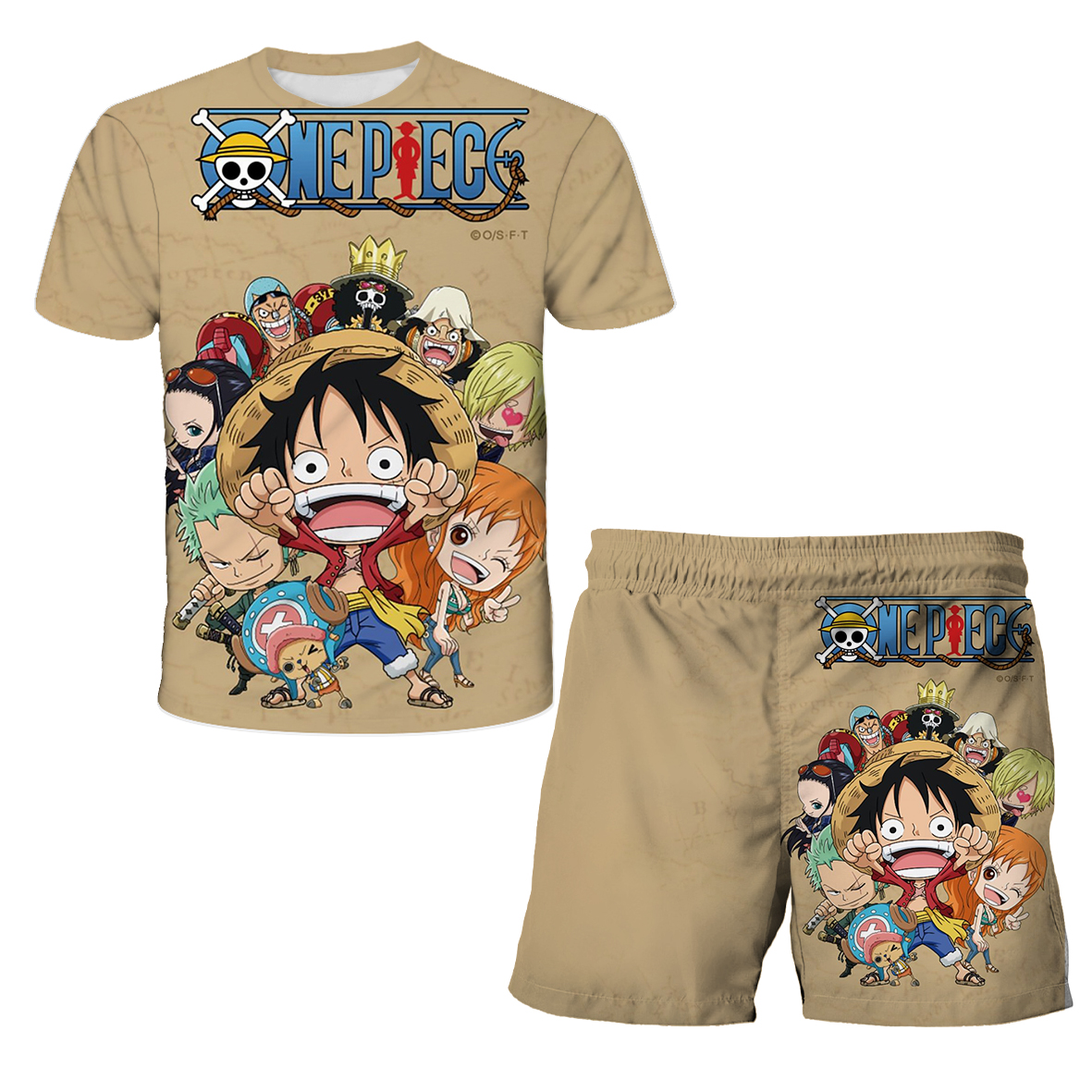 Zestaw koszulek 3D dla chłopców 2026, super fajny letni top i szorty z Luffy i Zoro, prezent urodzinowy dla chłopców z krótkim rękawem.