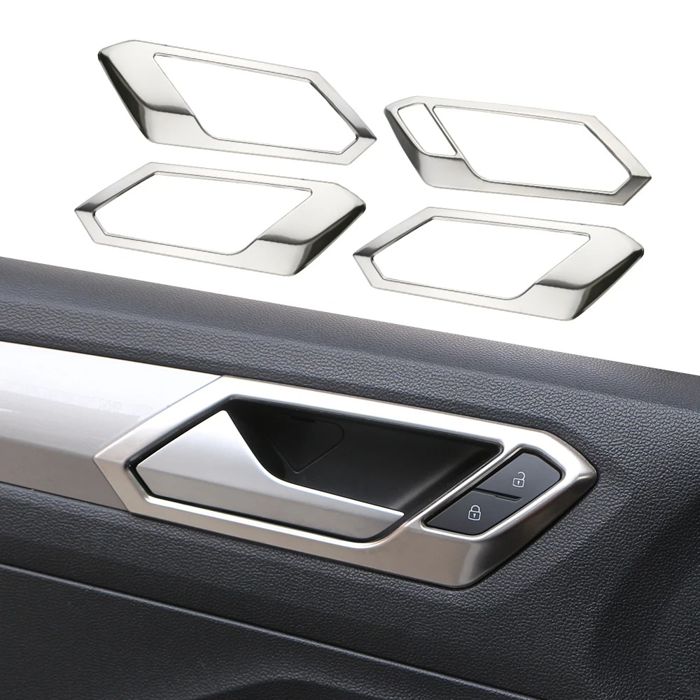 Binnendeur Handgreep Cover Sticker Trim Voor Volkswagen Vw T-Roc Troc 2018 - 2024 4 Stuks RVS Auto Accessoires