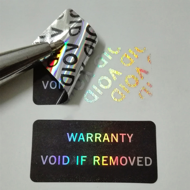 100 Uds. Pegatinas vacías de garantía de código de barras etiquetas de seguridad PET plateadas tontas con número de serie etiqueta de sello impermeable a prueba de manipulaciones