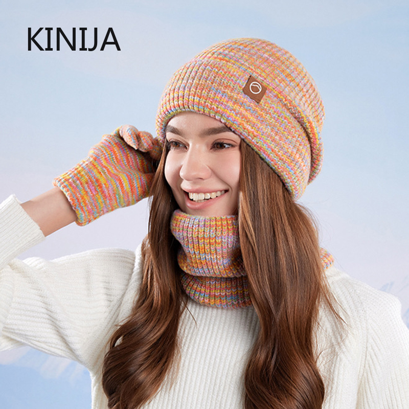 Chapeau tricoté pour femmes, bonnet d'hiver résistant au froid, écharpe, ensembles de gants, chapeau chaud coupe-vent pour l'extérieur, ensembles de ski et de cyclisme