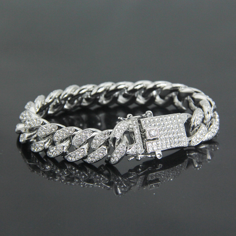 Gelang Rantai Tenis 1 Baris Hip Hop Menjual Gelang Rantai Tenis Zirconia Kubik Berlian Buatan Es Batu Permata CZ Bling Perhiasan Pria Wanita