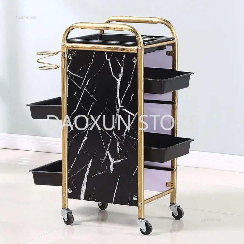 Retro Kapperszaak Ijzeren Salon Trolleys Nordic Beauty Salon Laden Kar Met Wielen Creatieve Kapsalon Permanent En Kleurstof Gereedschapskar