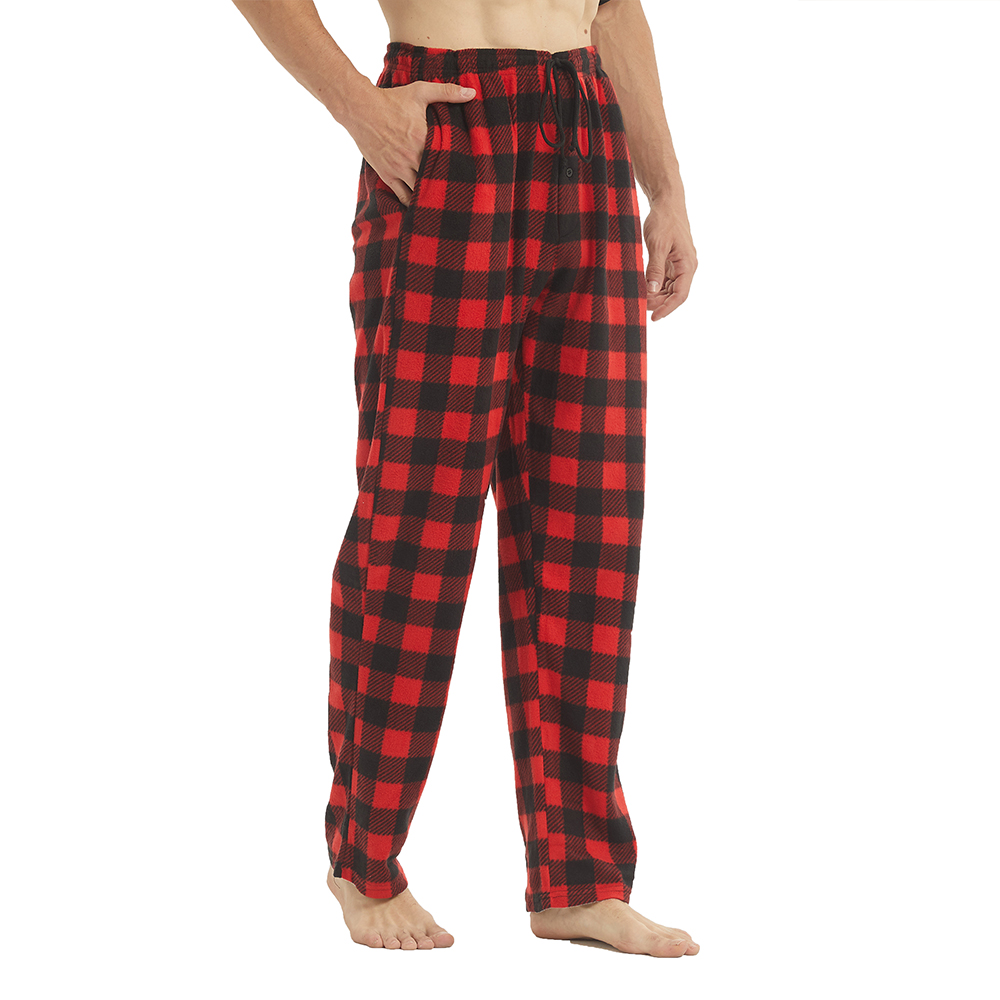 Pantalones de pijama para hombre con bolsillos Pjs de lana Pantalones de pijama a cuadros suaves y cálidos Pantalones para dormir Ropa de dormir Ropa de dormir