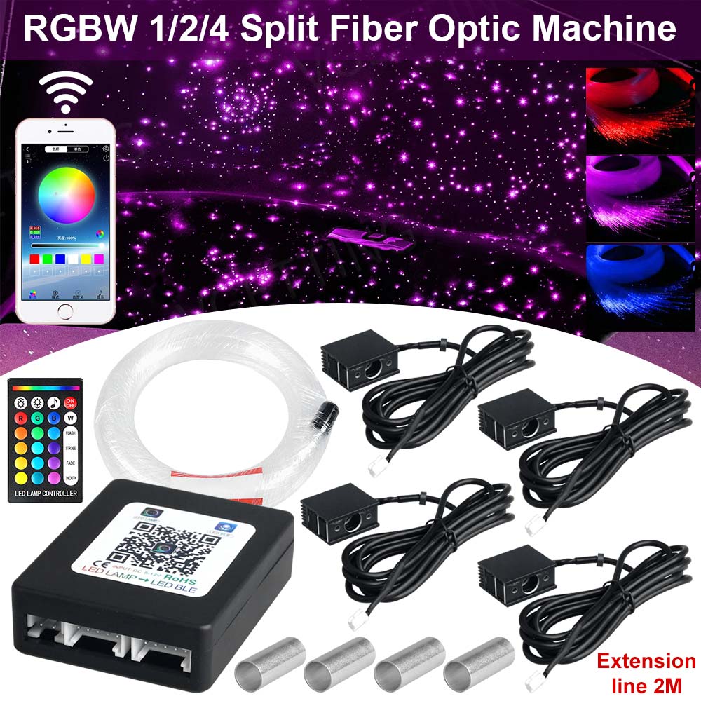 1/2/4 Split Glasvezel Licht Sterrenhemel Lamp APP Muziek Afstandsbediening Autodak Ster Licht Plafond voor Auto Thuis