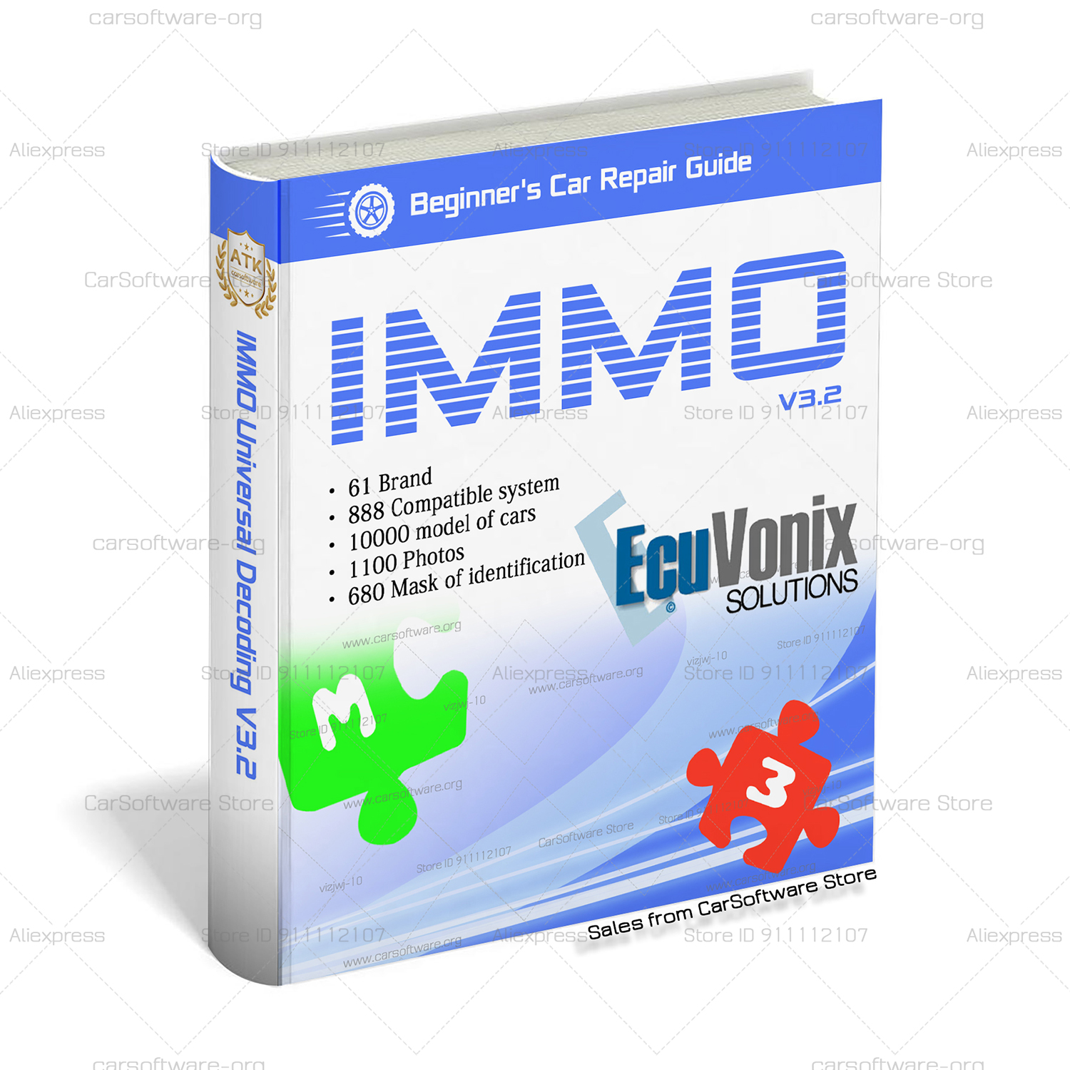 EcuVonix 3.2 IMMO Universal Decoding V3.2 Usuń kod IMMO ECU recode oryginalny klucz usuń definitywnie 61 Brand Software
