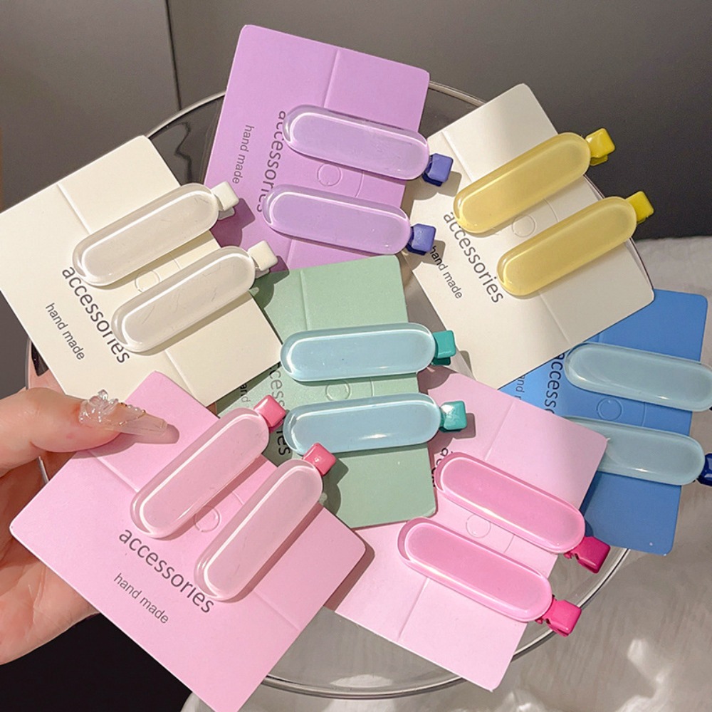 2 Stks/set Schattige Ovale Haarspeldjes Haarspeldjes Klein Jelly Color Hoofddeksels Geometrisch Haarspeld Cadeau
