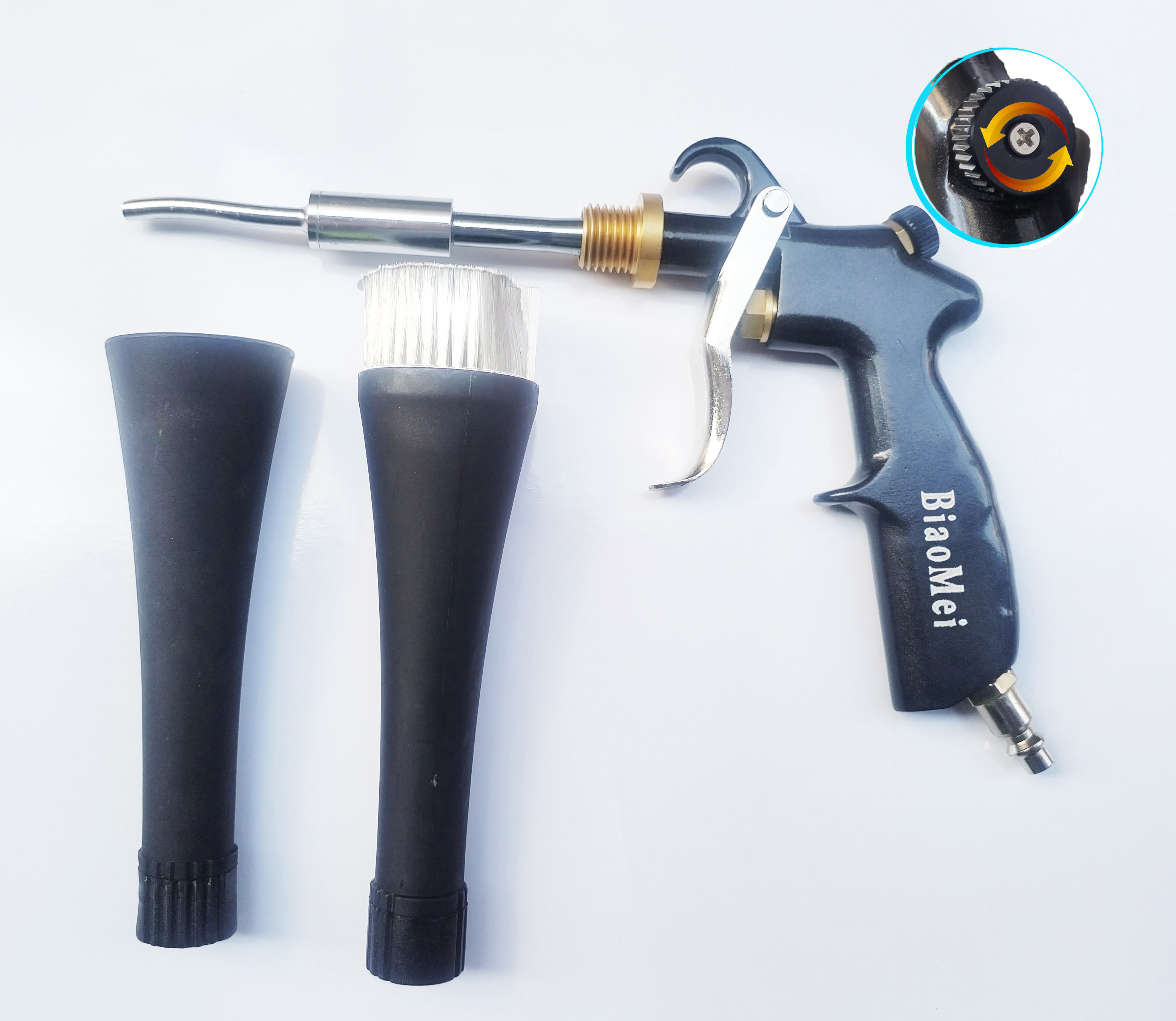 Z-014Portable High Quality Japanese Stainless Bearring Tube Dry Wash Blowing Gun Tornador Gun with Air Regulation