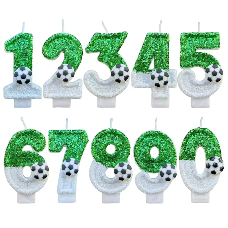 Nuevas velas de cumpleaños con número 0-9, original, dos colores, cambio gradual, estilo de fútbol, pastel de cumpleaños, vela de fiesta digital, decoración