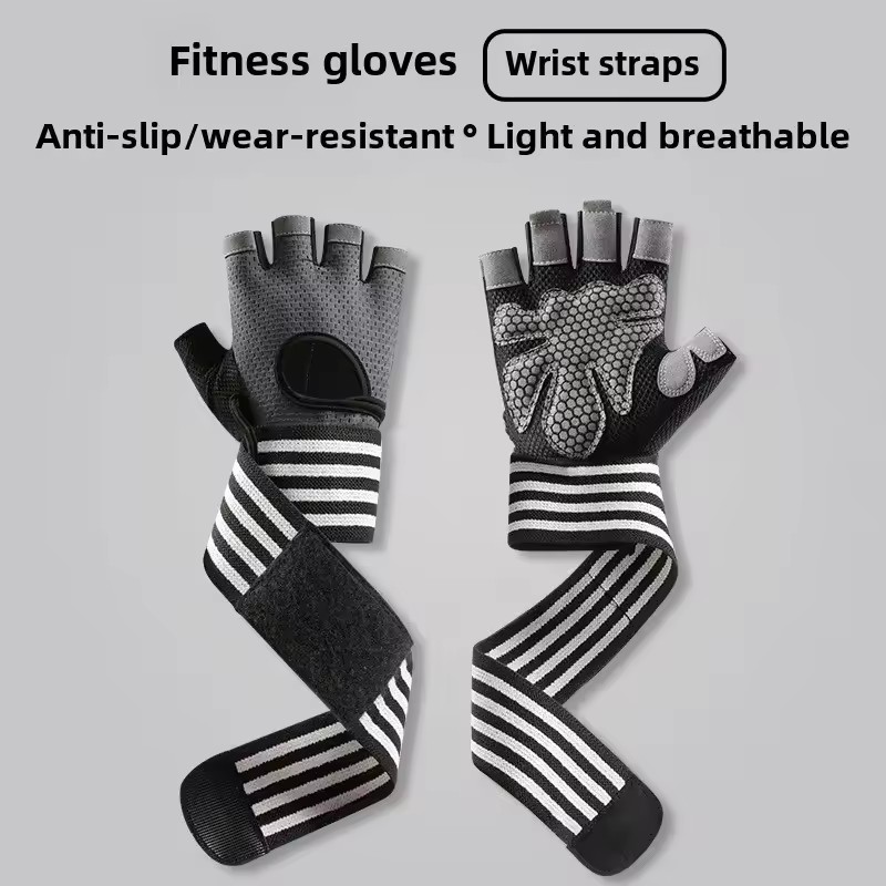 1 Pair Dumbbell Gloves Men Women Weightlifting Crossfit Bodybuilding Workout Sport Gym Training Gloves Non-slip Wrist Protector