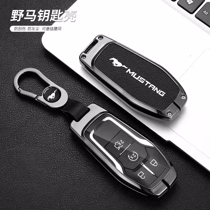 Zinklegering lederen auto afstandsbediening sleutel case cover voor Ford Fusion Mondeo Mustang F-150 Explorer Edge sleutelhanger beschermer accessoires