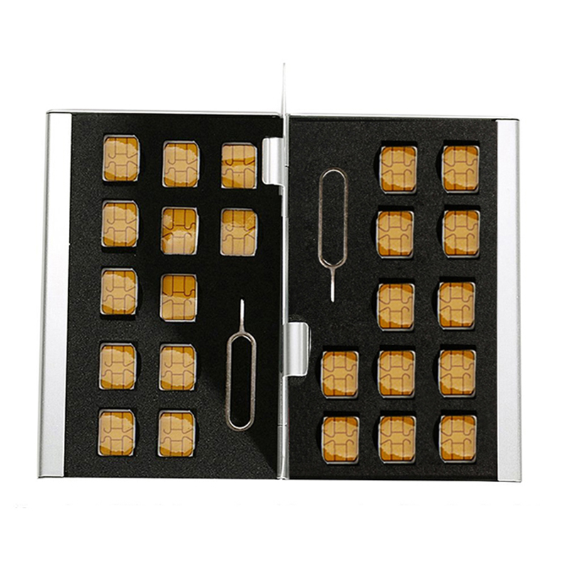 Caja de almacenamiento de aluminio, soporte de bolsa para tarjeta Nano SIM y pin