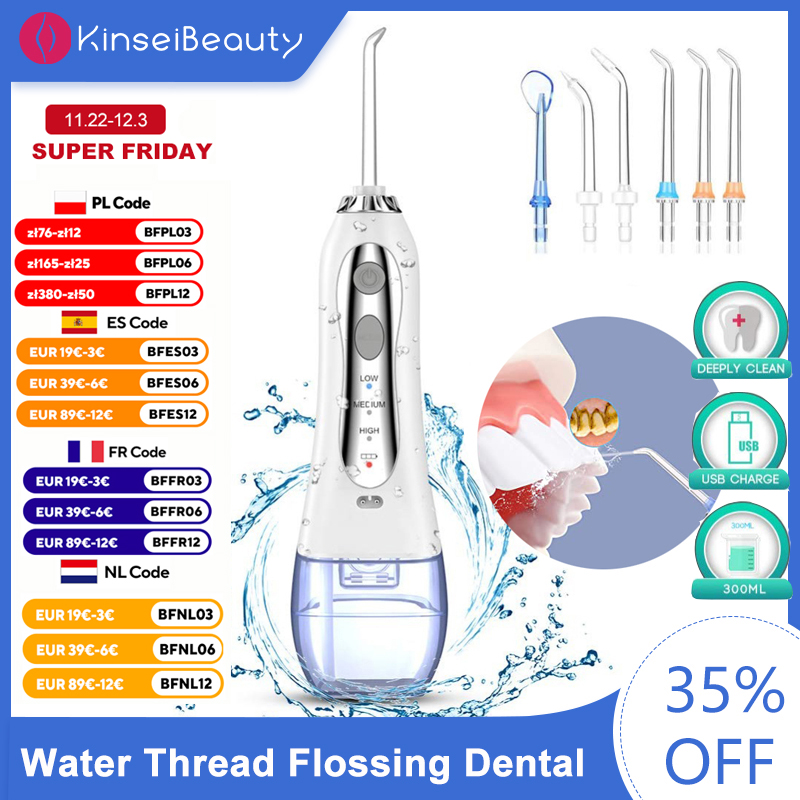 Irrigateur Électrique pour les Dents, 3 Modes d'Eau, Fil de Soie Dentaire, Kit de Livres Dentaires, Grande Eau Précieuse, Santé Buccale, Nettoyeur de Dents, 300ml