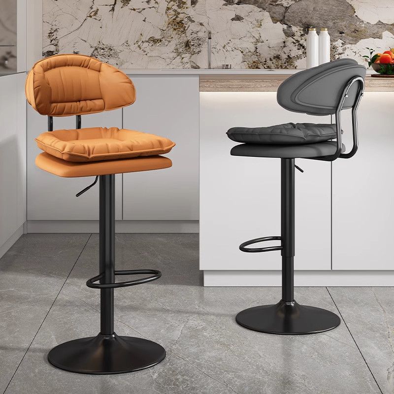 Adjustable Swivel Bar Stool High Back PU Leather Hydraulic Counter Stool Footrest Kitchen Bar Home Salon Bar Stools Furniture