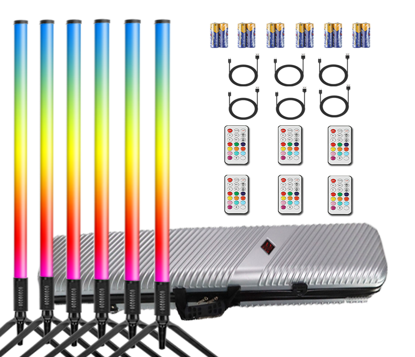 6 pièces TL-130Plus batterie Rechargeable Rgb Led Tube néon lumières avec support pour DJ danse scène fête événements à la fois éclairage