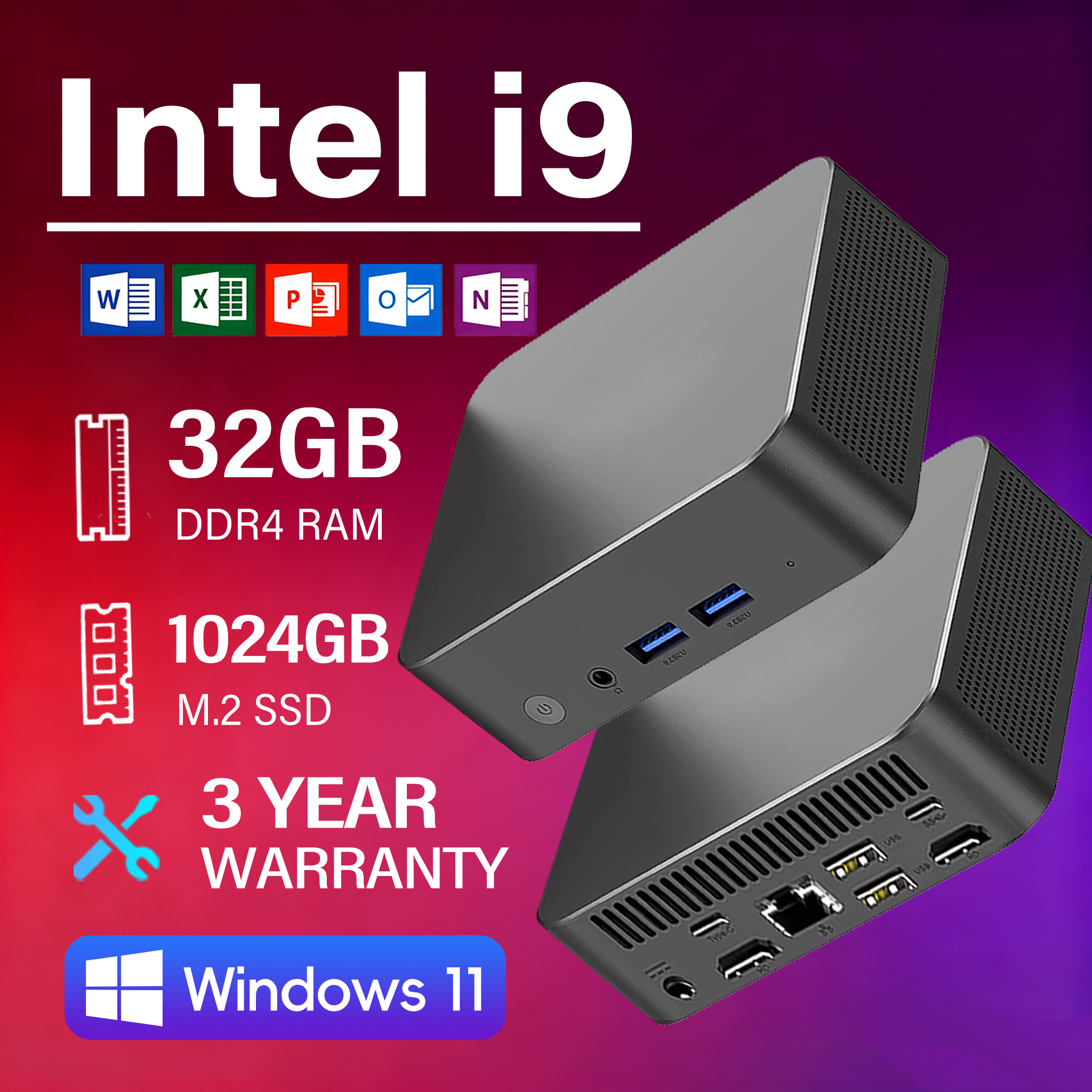 Mini PC con Windows 11 completamente nuevo, Intel Core i9 10980HK, 16GB/32GB DDR4, SSD de 2048GB, WIFI 6, BT5.2, Mini PC para juegos.