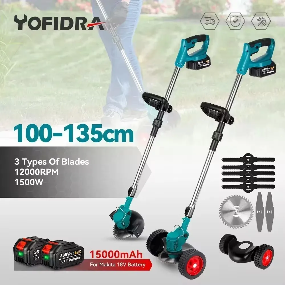 Tosaerba elettrico a batteria Trimmer pieghevole 8 accessori Utensili elettrici da taglio per potatura da giardino regolabili per perno batteria Makita