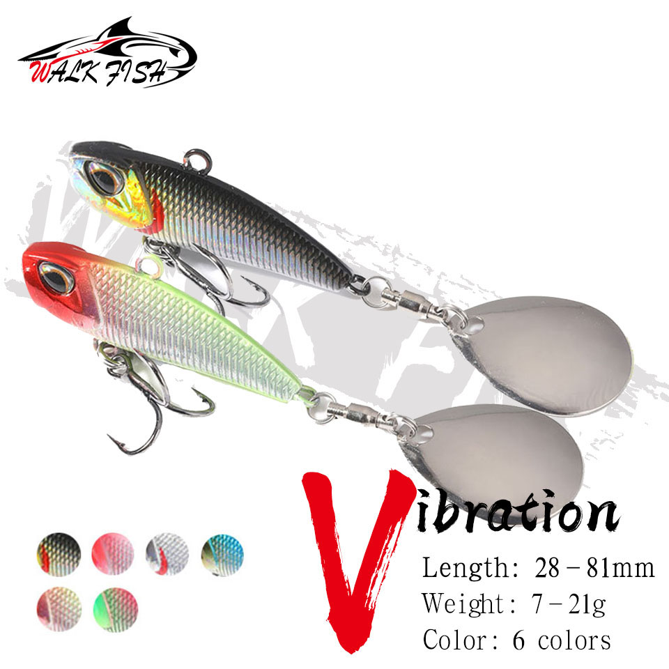เหยื่อปลอม WALK FISH 21 กรัม แบบ Spinner Bait โลหะ VIB พร้อมหางหมุนสั่นสะเทือน ประกายวิบวับ สไตล์ญี่ปุ่น สำหรับตกปลาแบบทรอลลิ่ง