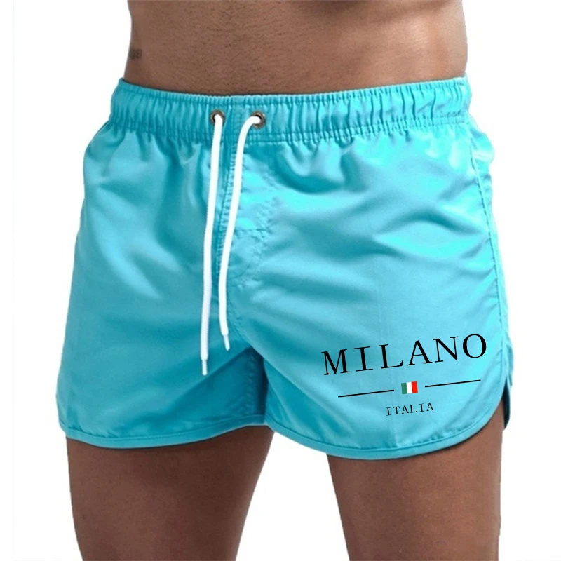 2025 Summer Men's Beach Shorts Urban Print Beach Trunks Jogging Casual Pants Quick Drying Swimming Homme Surf Lightweight Shorts