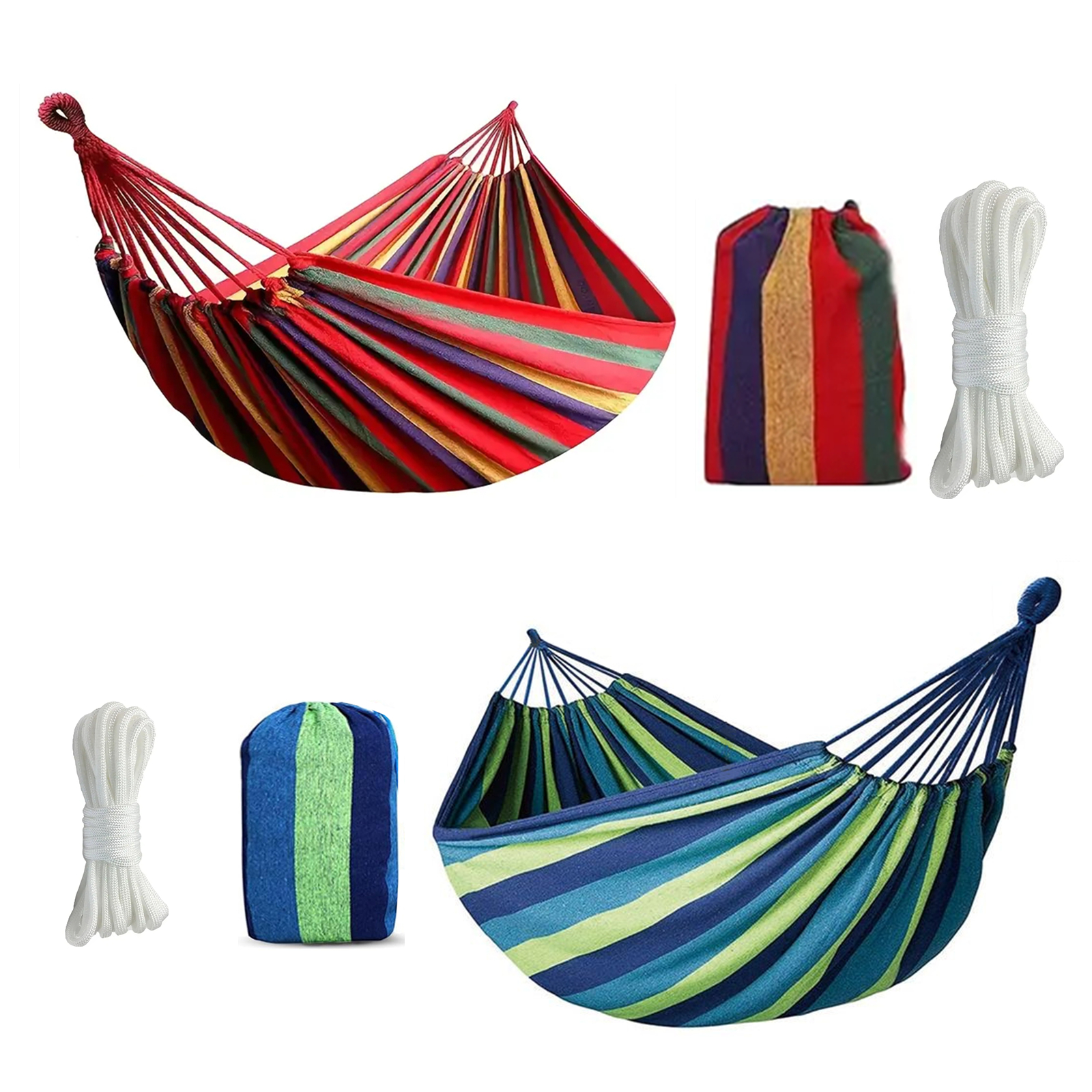 Outdoor Camping Canvas Hammock (220X80Cm / 87X32 in), Single-Person Outdoor Hammock with Two 2m Inch Long Straps and Storage Bag, Durable and Easy to Install, Can Support 300 Pounds, Portable Hammock, Ideal for Outdoor/Indoor Patio Backyard Camping